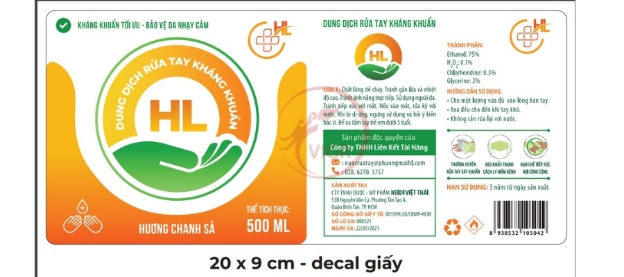 in tem dán chai nước muối, chai xịt khuẩn, dung dịch khử trùng giá tốt tại tp.hcm