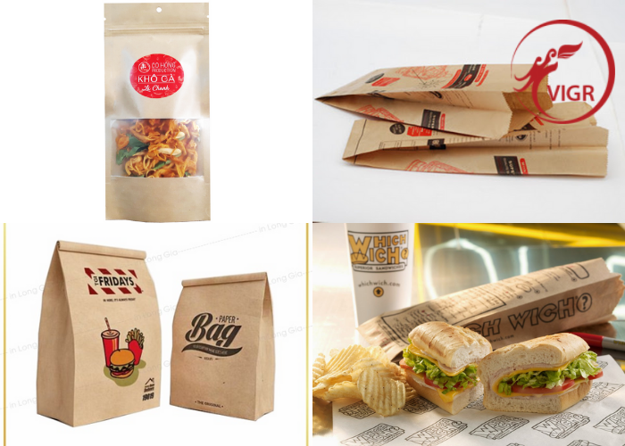 in túi giấy kraft đựng đồ ăn vặt
